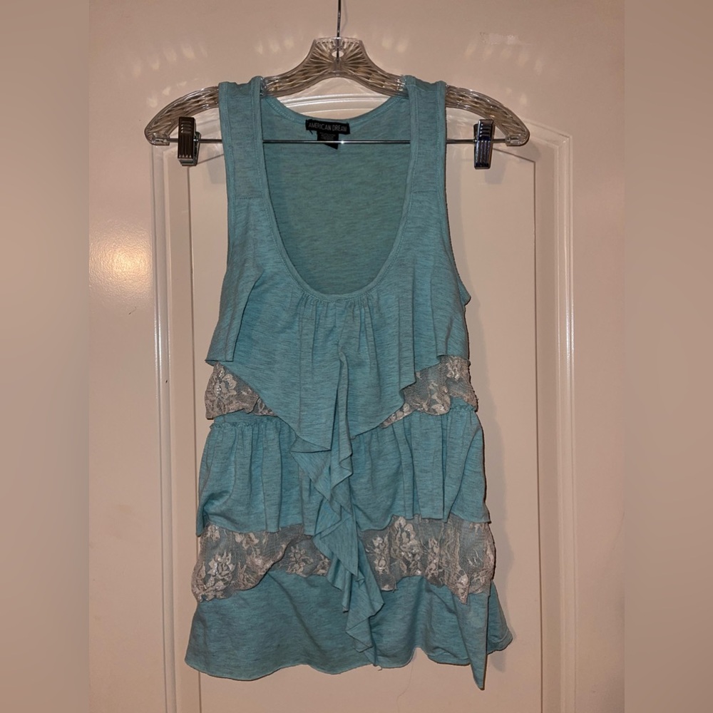 Lace Ruffled Tank Top AMERICAN DREAM